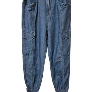 American Eagle Y2K  Linen/Cotton Blend Denim Cargo Joggers Size 8